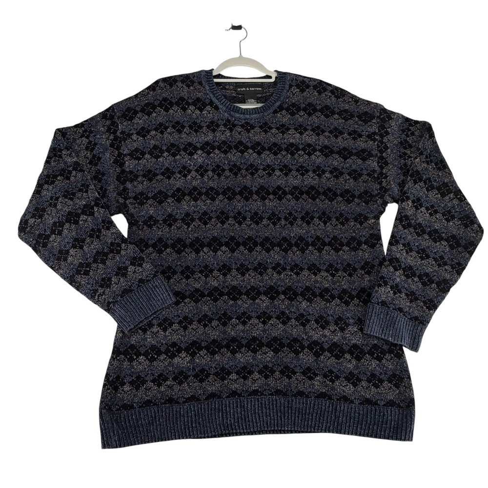 Croft & Barrow Mens LT Large Tall Fair Isle Nordic Crewneck Sweater Blue Gray